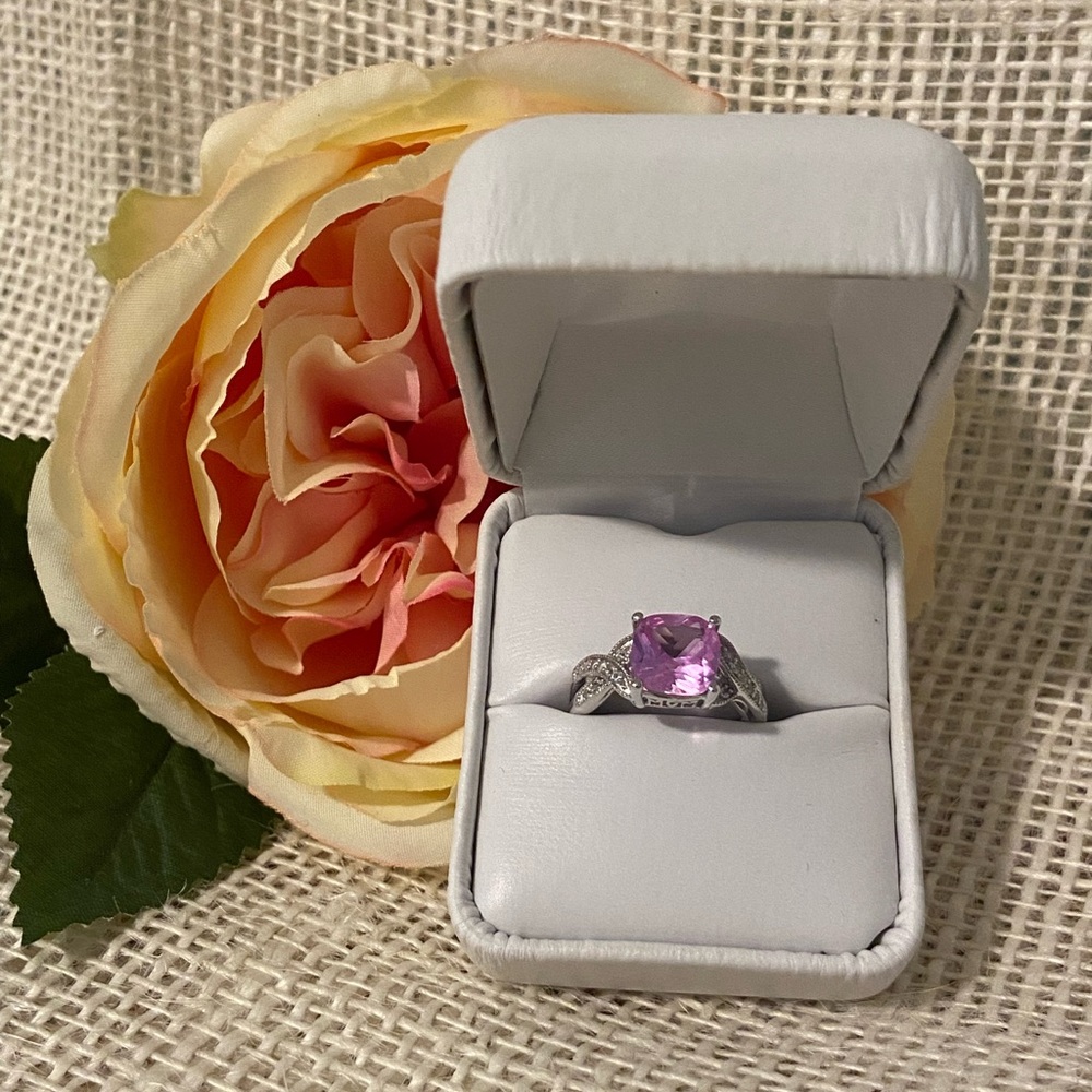 Cushion Brilliant Pink and White Sapphire Ring